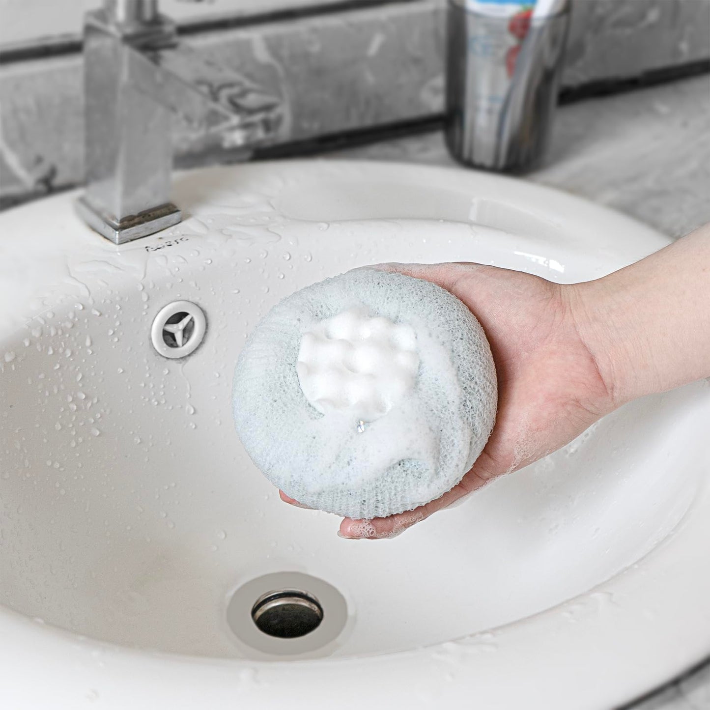 Spugna da bagno a fiore super morbida con ventosa