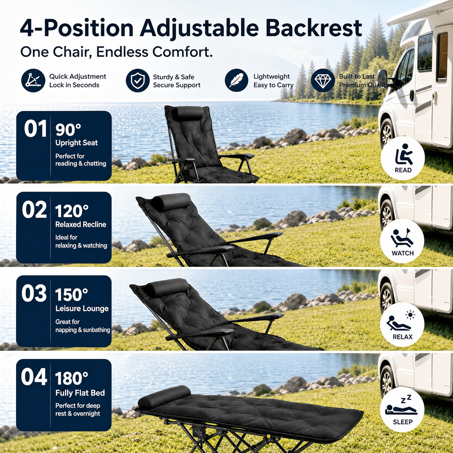 🪑 50% SCONTO! 🌿 Sedia Pieghevole Portatile Regolabile per Esterni – Leggera, Stabile e Versatile – Ideale per Giardino, Camping, Spiaggia o Terrazza – Facile da Trasportare e Montare 🏕️✨
