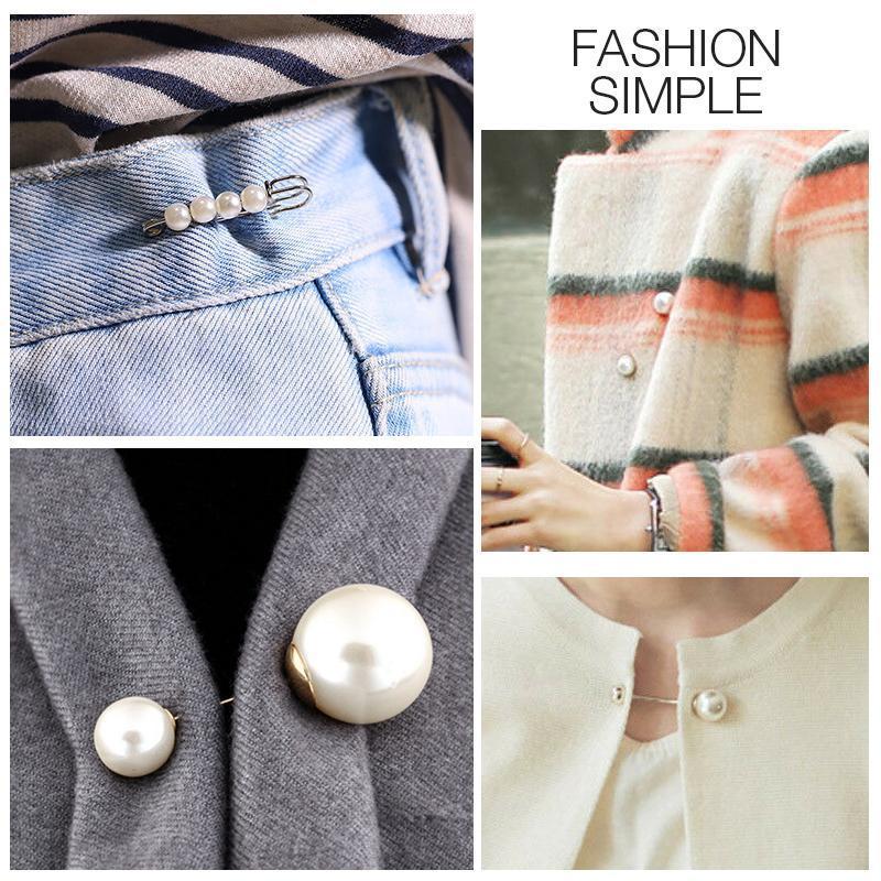 ✨Spille con perle, spille di sicurezza per abiti, pantaloni, gonne, cardigan, colletti, spille con strass e perle finte per donne e ragazze, spille di sicurezza estensibili per pantaloni.