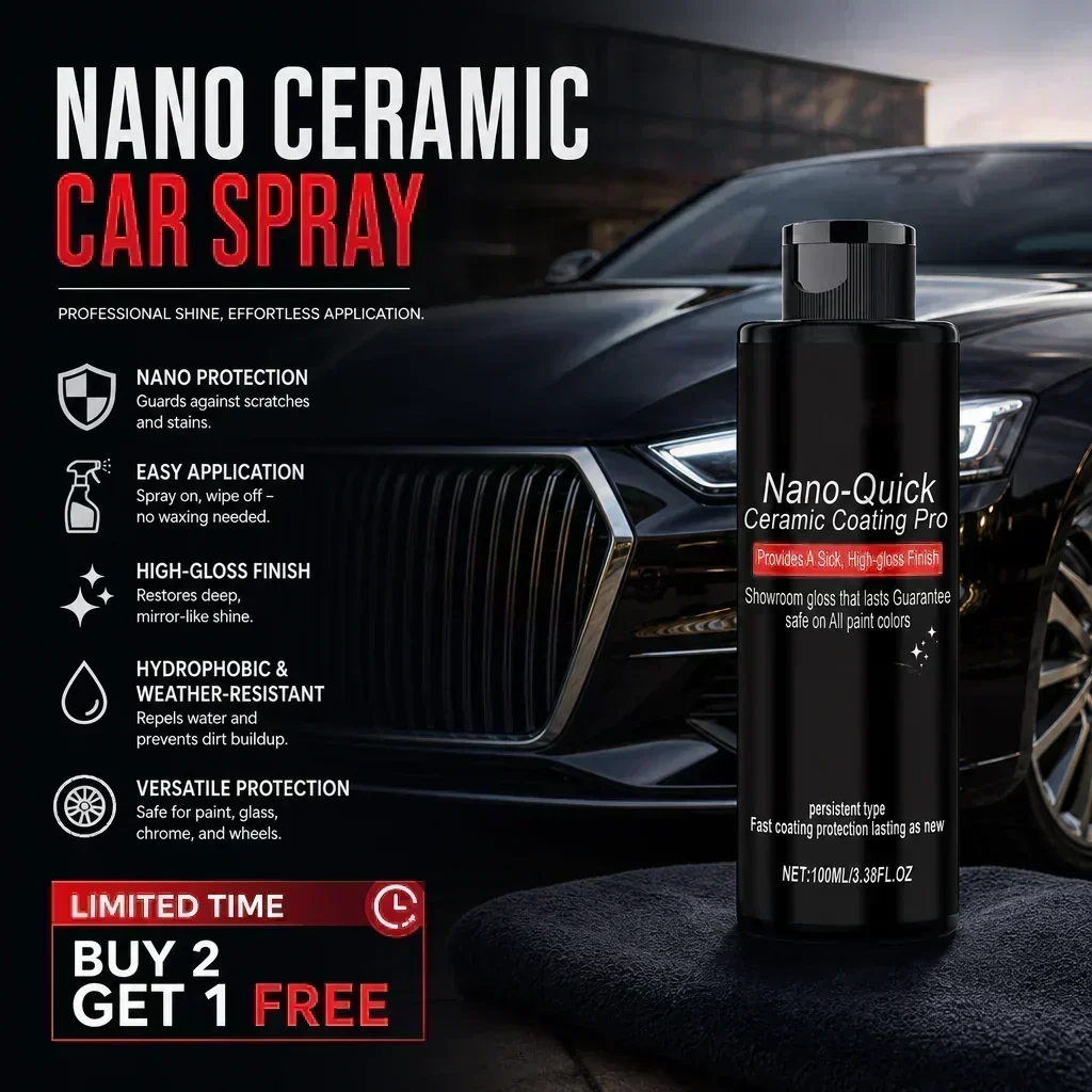 🚗 SCONTO DEL 50% PER UN TEMPO LIMITATO! ⚡ Nano‑Quick Ceramic Coating Pro – Idrorepellente, ultra brillante, per più superfici ✨