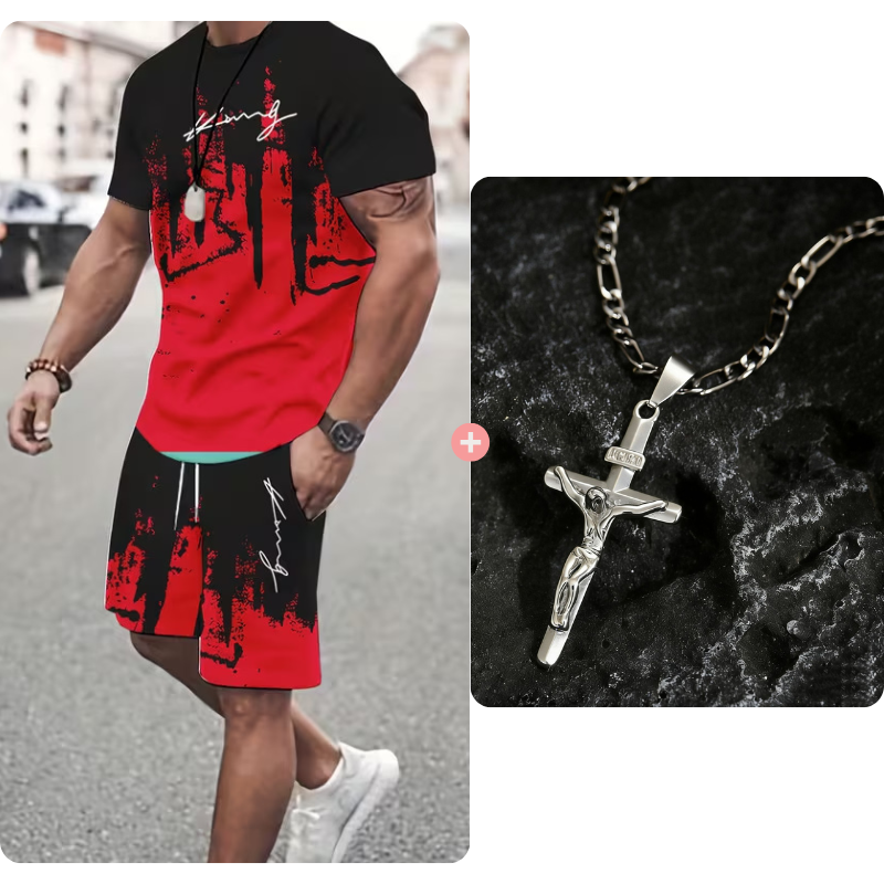 👕 ORA 50% DI SCONTO! 🔥 Set da uomo con T-shirt stampata e shorts – Tessuto morbido, design accattivante e perfetto per le giornate estive ☀️