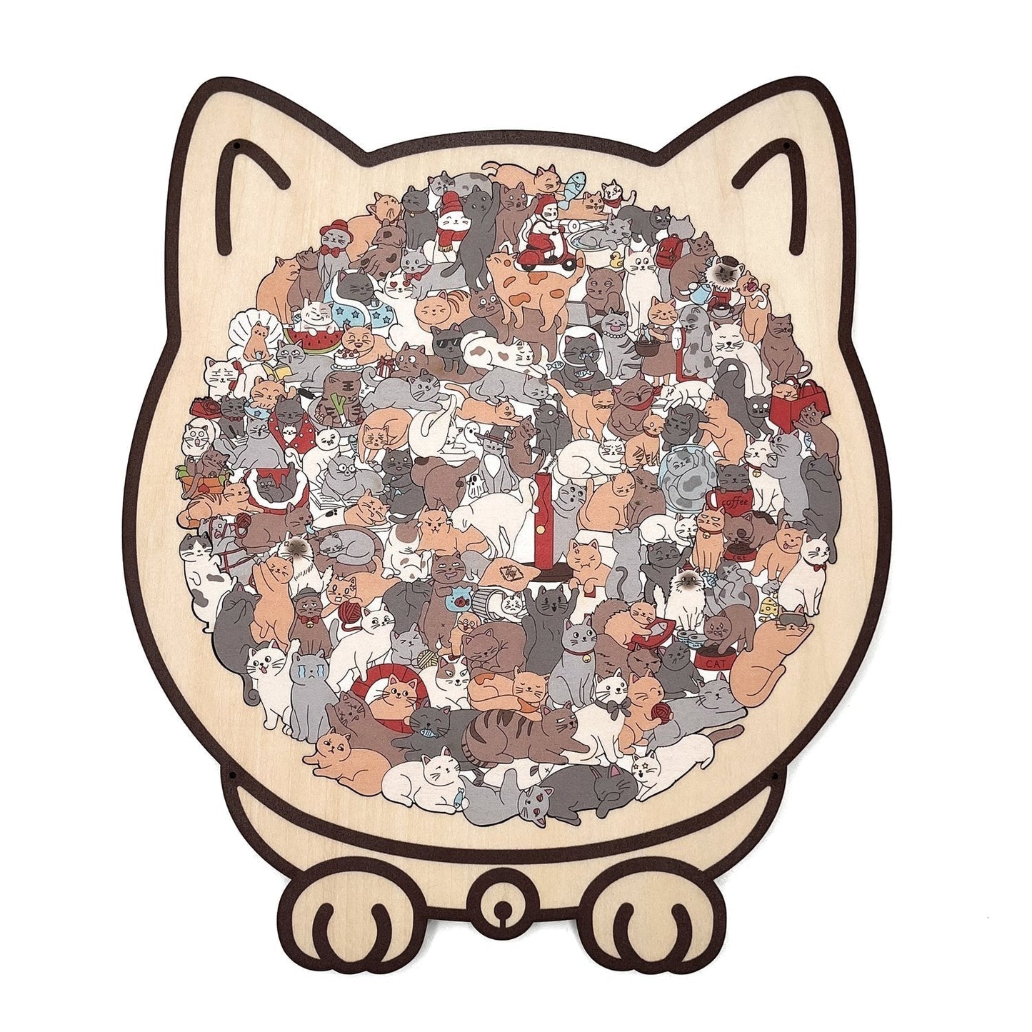 🎅Saldi natalizi 50% DI SCONTO🐱Puzzle in legno a forma di gatto in colori Morandi, 135 pezzi🎁