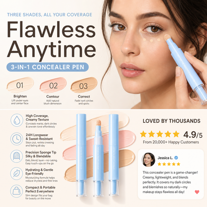 🥳2026 BESTSELLER✨Penna Correttore Liquido Idratante Multiuso💄Punta fine per applicazione precisa, copertura alta per occhiaie, macchie e discromie.Compatta e portatile, perfetta per ritocchi veloci ogni giorno, adatta anche a pelli sensibili✨