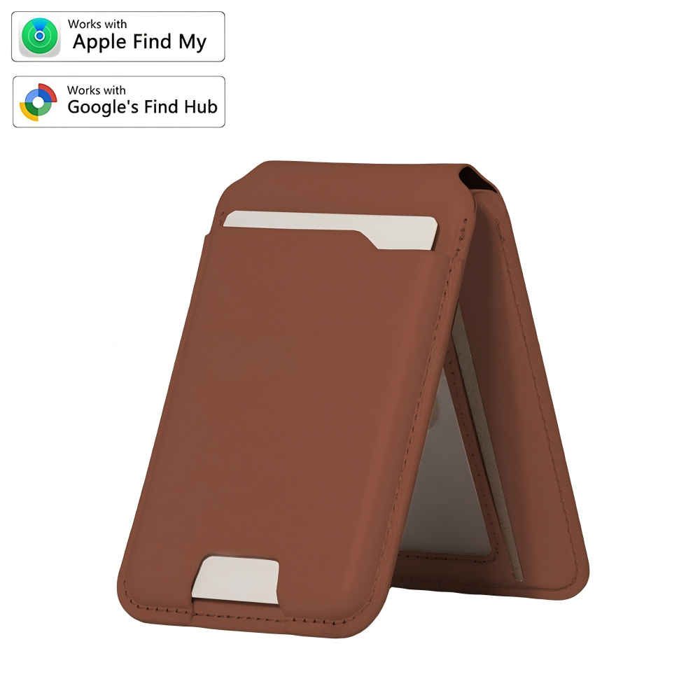 Portafoglio intelligente MagSafe in vera pelle nappa – con Apple Trova il mio™ e Google Find Hub™, protezione RFID e ricarica wireless.