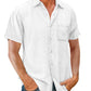 8-Pack Men's vintage cotton linen pocket short-sleeved shirt