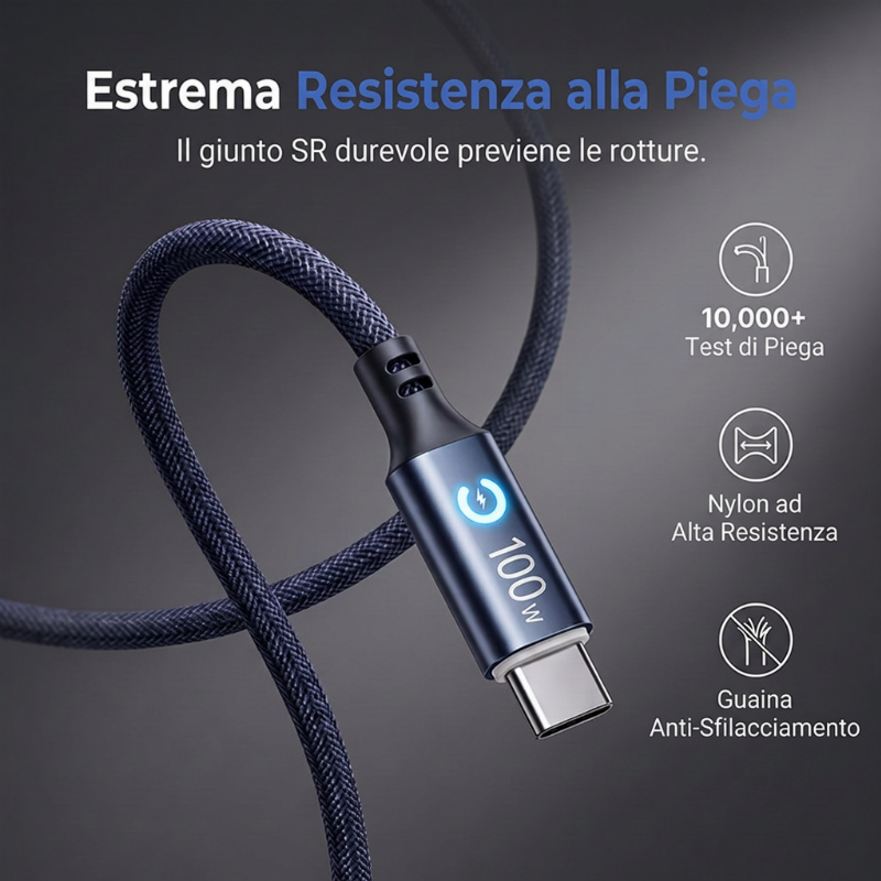 ⚡✨ Cavo ricarica rapida 100W Type-C – Dì Addio a Ricariche Lente e Cavi Facili a Rompersi! 🚫 Chip E-Marker intelligente, treccia rinforzata e compatibilità universale 💻