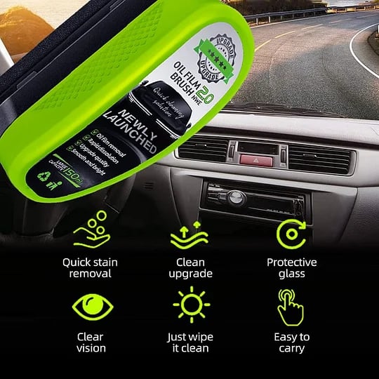 🚗 Rimuovi-pellicola oleosa. Vetro. Protezione 30 giorni. Sicuro. Spazzola inclusa. 50% DI SCONTO. ✨