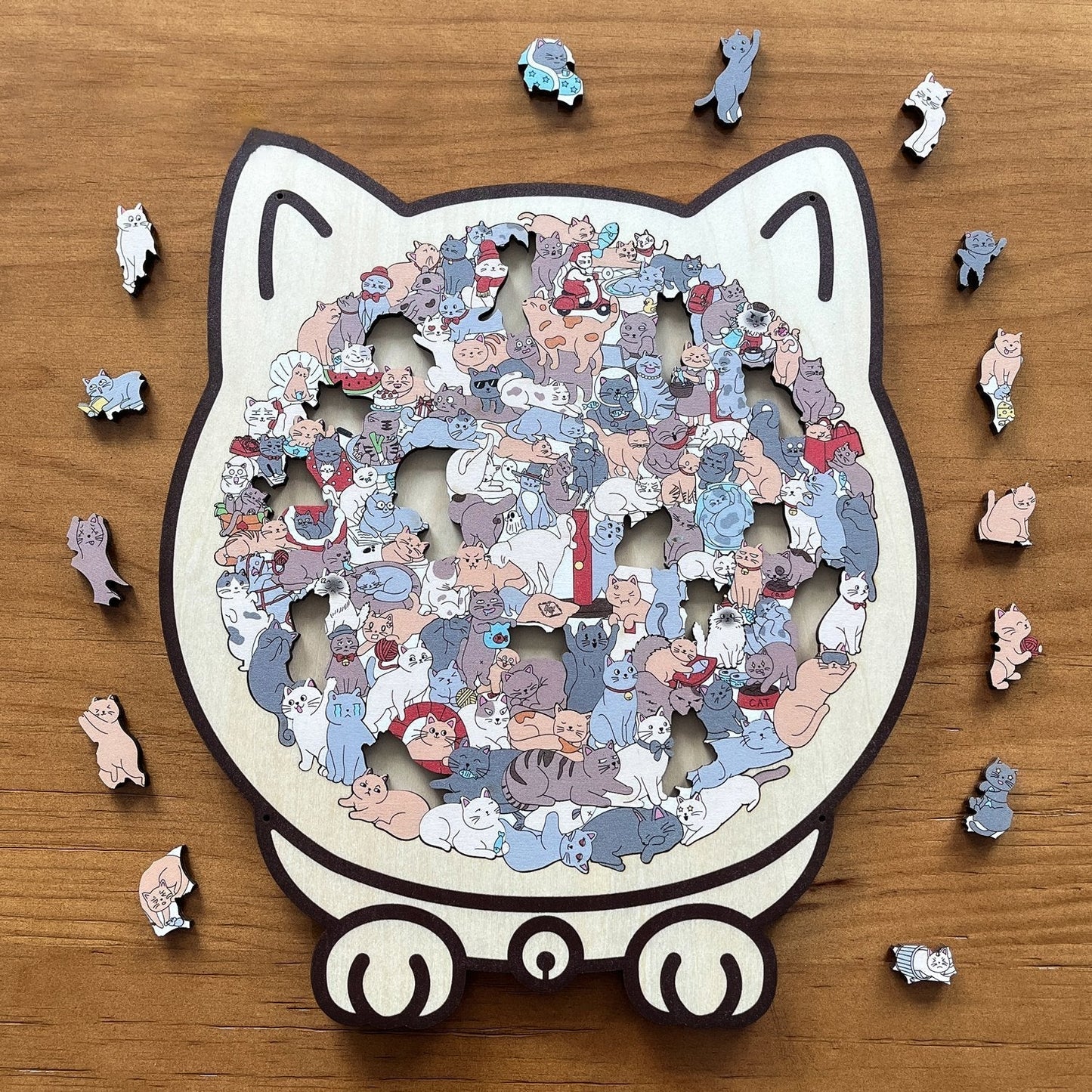 🎅Saldi natalizi 50% DI SCONTO🐱Puzzle in legno a forma di gatto in colori Morandi, 135 pezzi🎁