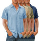 8-Pack Men's vintage cotton linen pocket short-sleeved shirt