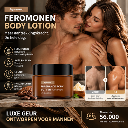 🧴 50% di sconto! Burro corpo ai feromoni per uomo – Profumo per 12 ore, burro di karité e cacao, non unge e unisce profumo e idratazione. Scelto da oltre 56.000 uomini! ✨💪