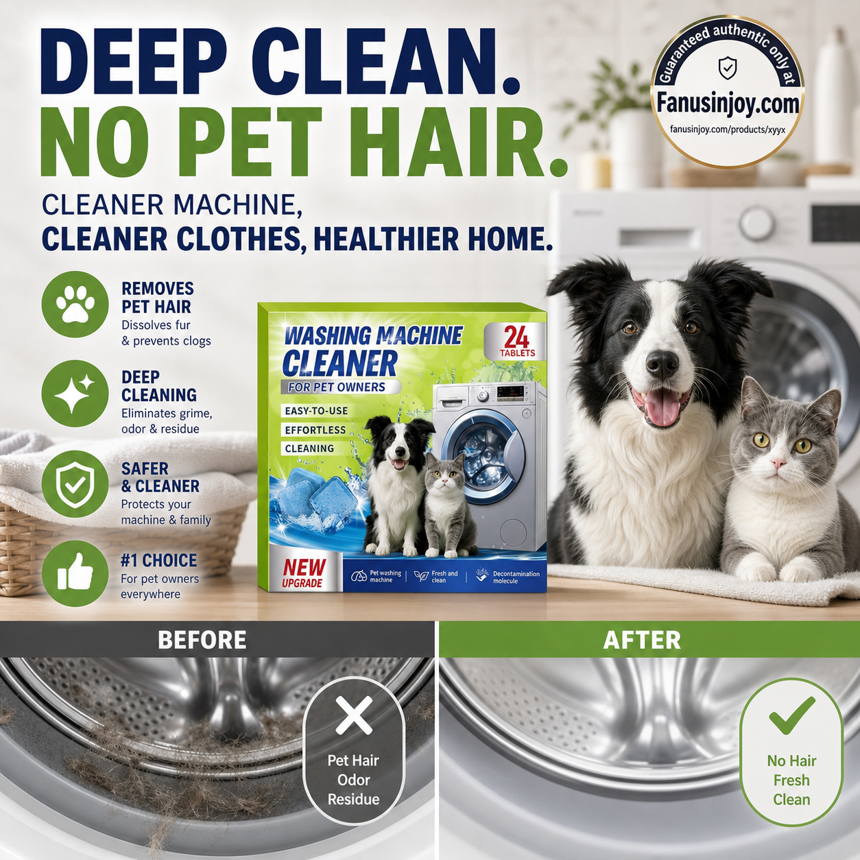✨️Amazing 50% Off！🐈🐕Ideal for pet owners! 🥼Enjoy hair-free laundry after every wash! Cleaner and Safer!💦Washing Machine Cleaner Tablets for Pet Owners