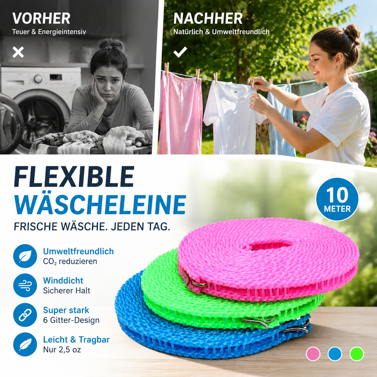 🧺 COMPRA 1, RICEVI 1 GRATIS! ☀️ Stendibiancheria antiscivolo, resistente ai raggi UV e durevole ✨