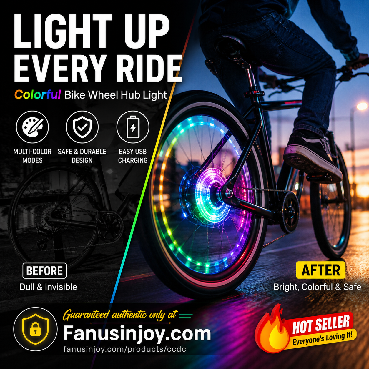 ⏳️Limited Time 50% Off！💡🚴‍♀️A Must‑Have For Cycling Enthusiasts!🌃Light Up the Night 🚴 Colorful Bike Wheel Hub Light