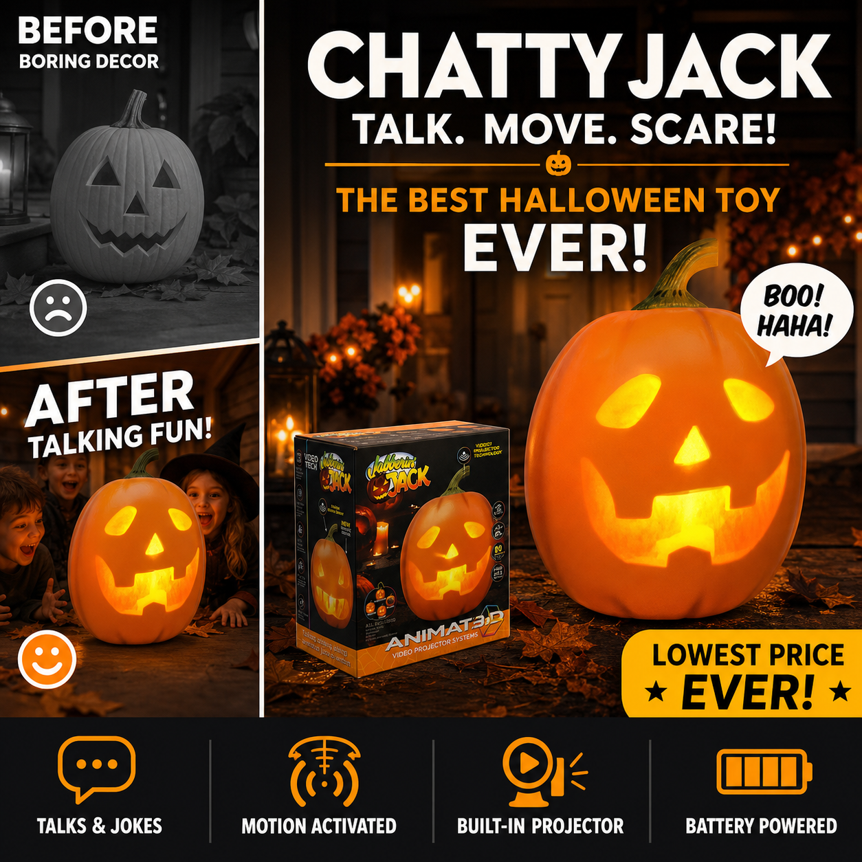 🎁 Prezzo Più Basso di Sempre 📢 COMPRA 2, SPEDIZIONE GRATUITA ⏰ Jabberin' Jack: Zucca Animata, Parlante e Cantante