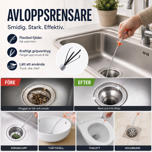 🛒 50% RABATT NU! 🚰 Avloppsrengöringskrok – Ingen kemikalie behövs, Lättanvänd & Återanvändbar – Perfekt för Badrum, Kök, Vask & Avloppsrensning 🌿