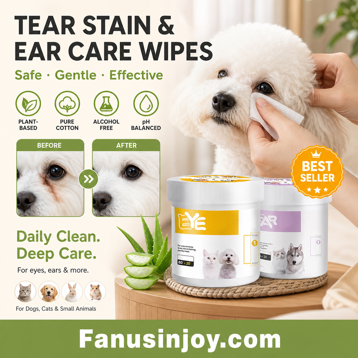 🥳SUPER VENDITA 2026🥳💞50.000+ VENDUTI!👵❤️ Salviette Detergenti Naturali a Base Vegetale per Occhi e Orecchie degli Animali