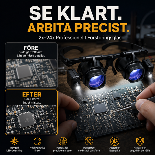 🔬 TEMPO LIMITATO: 50% DI SCONTO! ✨ Occhiali di Precisione con Ingrandimento LED – Lenti Intercambiabili, Doppi LED, Mani Libere 💡
