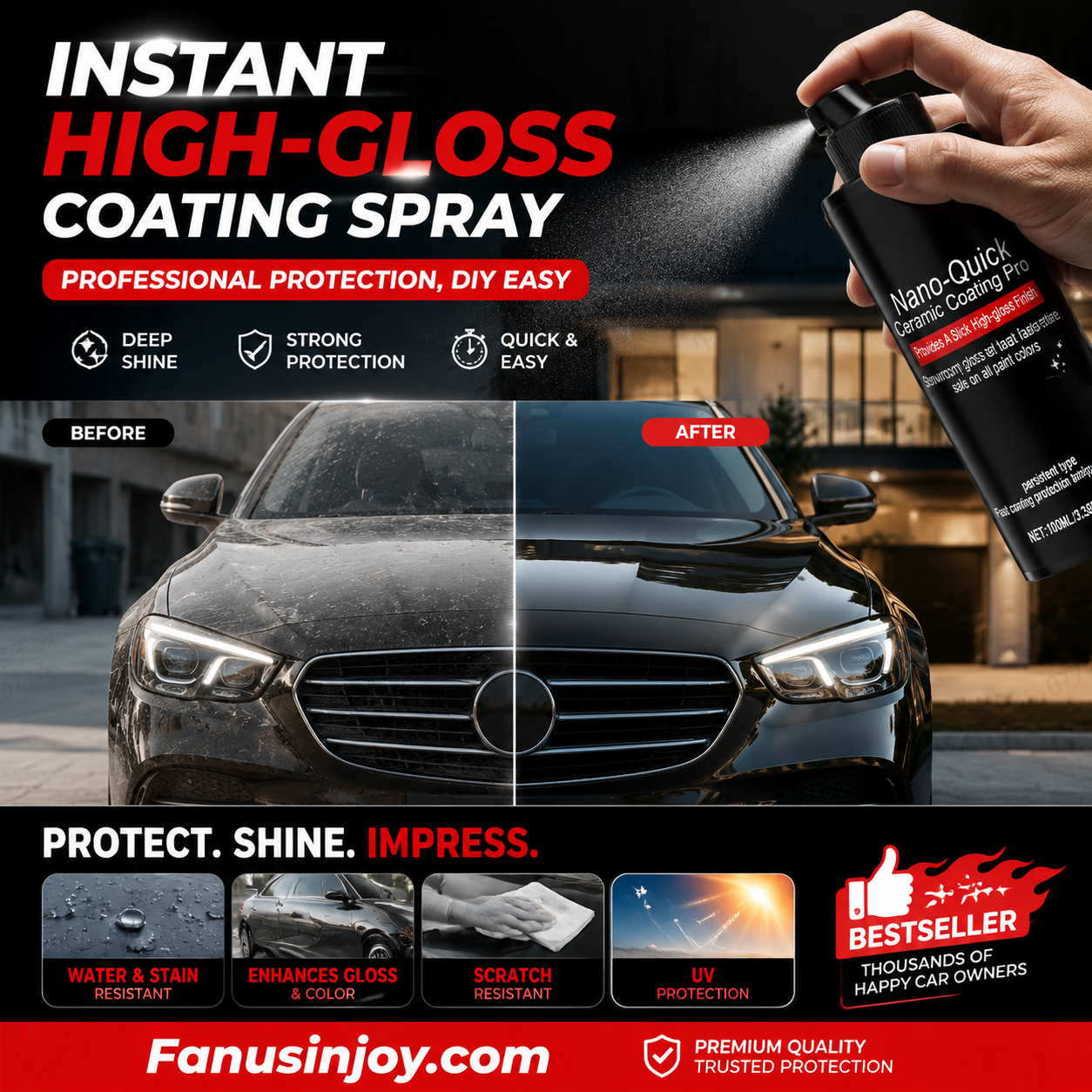 🏆 Ultimo Giorno Prezzo Speciale ＄19.99 ! 🚗Compra 2 Prendi 1 Gratis💥Dai alla tua auto un aspetto nuovo Spray Detailing Auto ad Alta Lucentezza ad Effetto Rapido