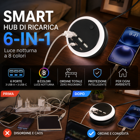🔥 50% DI SCONTO! Stazione Ricarica Portatile 6 Porte