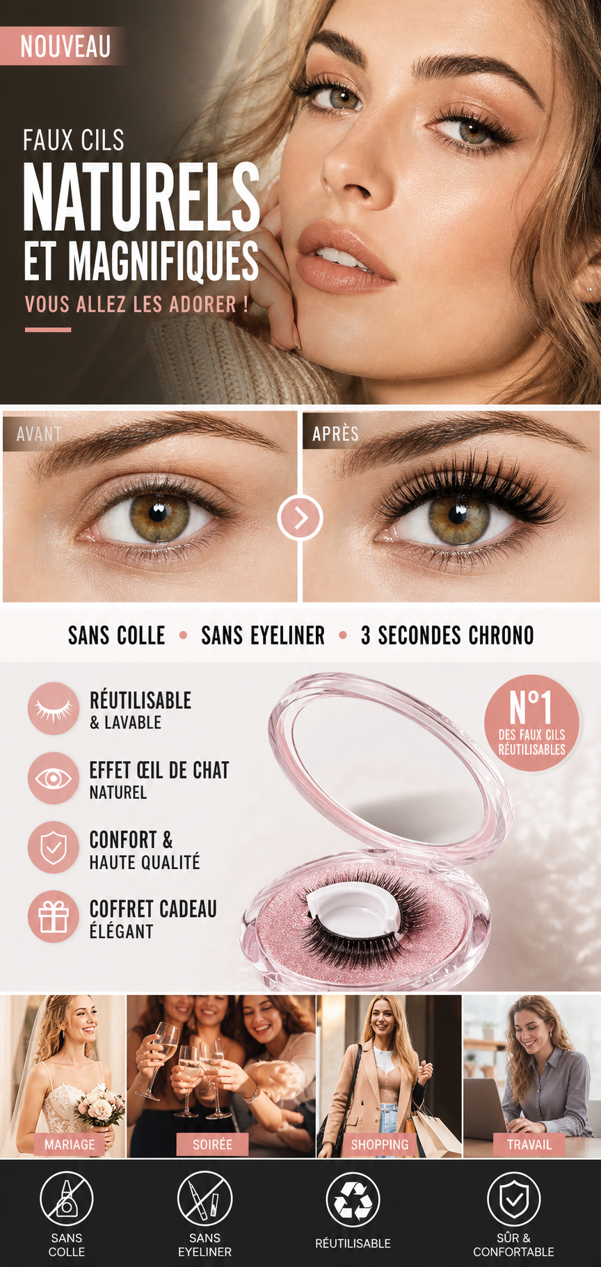 ✨ Saldi 2026 — Oltre 49.000 Venduti! 👀 Ciglia Finte Auto-Adesive Riutilizzabili — Senza Colla, Applicazione in 3 Secondi