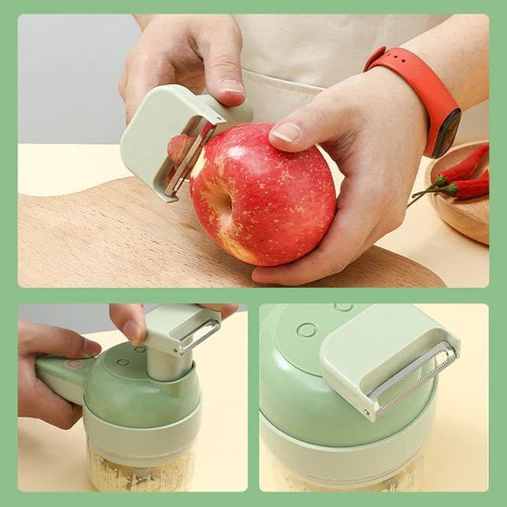 🥳2026 BESTSELLER✨Set tagliaverdure elettrico portatile 5 in 1🥕Affetta, trita e sminuzza in pochi secondi. Ricaricabile, design compatto, lame multiple intercambiabili.