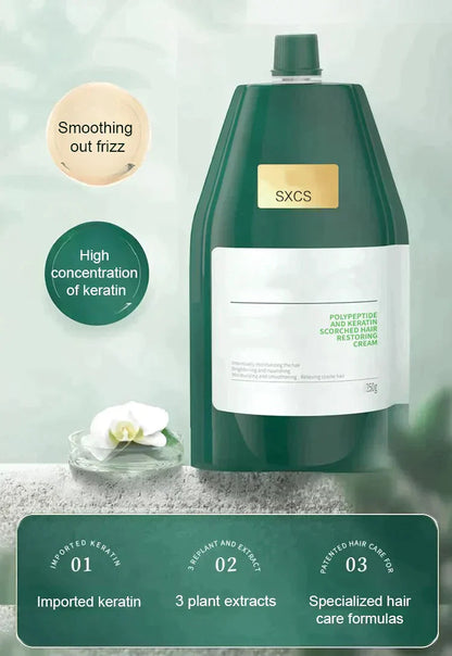 Crema idratante e lisciante alla cheratina polipeptidica per riparare i danni dei capelli