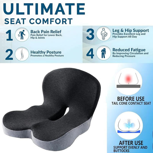 💎 50% DI SCONTO! 💎 Cuscino antiscivolo in schiuma memory – allevia i disturbi del nervo sciatico, rete traspirante e universalmente adatto per auto, ufficio e sedia a rotelle