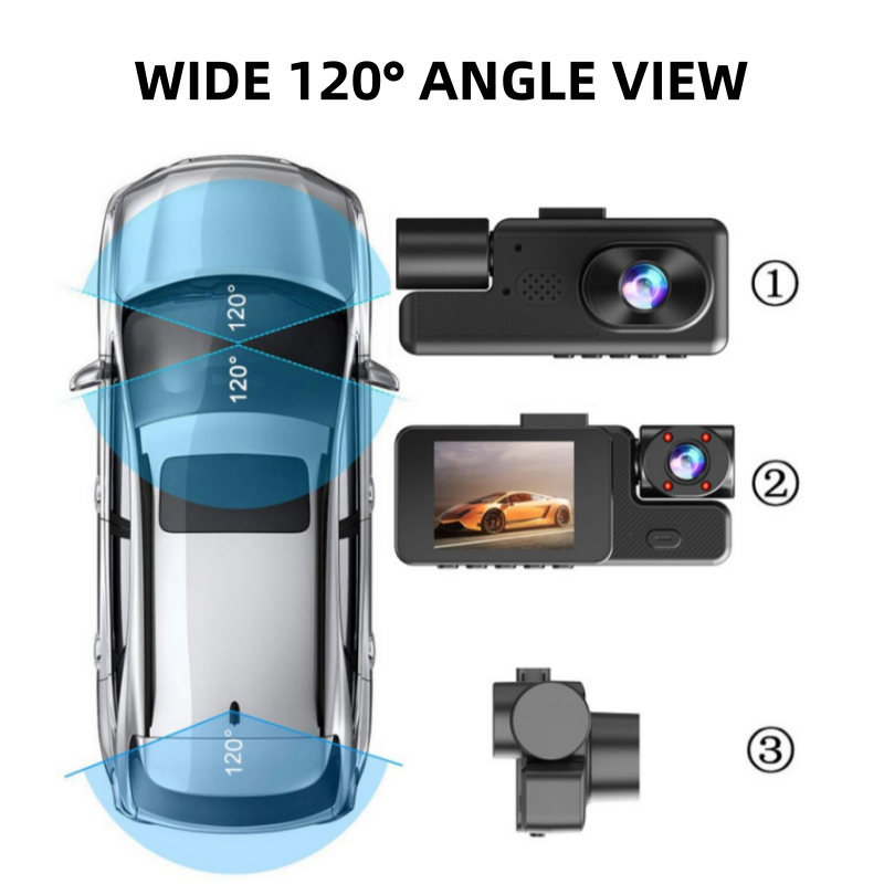 Dash Cam 1080P a 3 Canali con Wi-Fi
