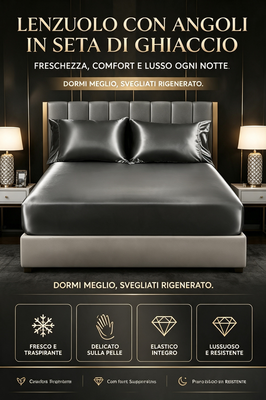 🥳SUPER OFFERTA 2026🥳💞50.000+ VENDUTI! ⚡50% DI SCONTO! Lenzuolo con angoli in raso sintetico – morbido come la seta, traspirante e ipoallergenico. Goditi un sonno fresco e lussuoso ogni notte 🌙✨