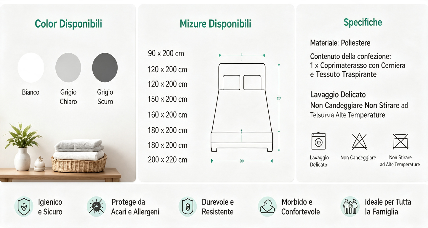 Coprimaterasso con Cerniera e Tessuto Traspirante