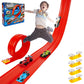 🏎️✨ Set pista da corsa flessibile per bambini – Dì Addio ai percorsi rigidi e monotoni! 🚫 Senza attrezzi, si attacca con ventose, arrotolabile per riporre, con macchinine in lega 🧸