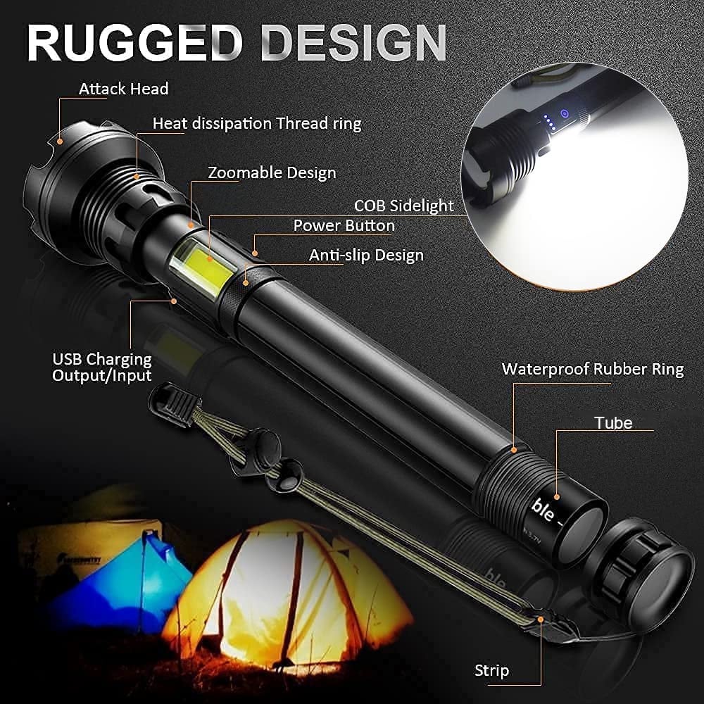 Torcia laser tattica ricaricabile a LED 90000 lumen ad alta intensità
