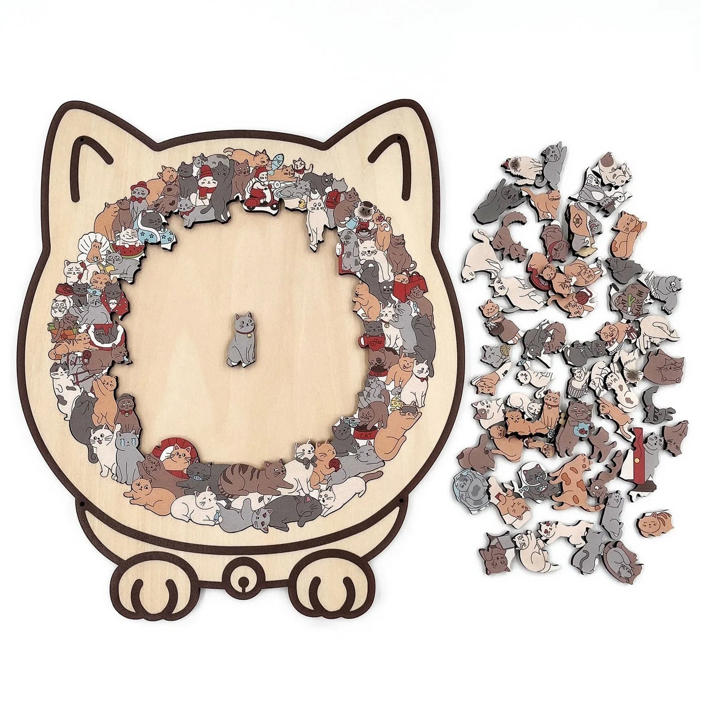 🎅Saldi natalizi 50% DI SCONTO🐱Puzzle in legno a forma di gatto in colori Morandi, 135 pezzi🎁