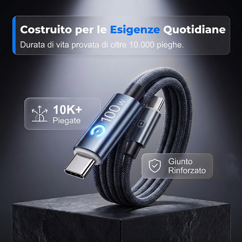 ⚡✨ Cavo ricarica rapida 100W Type-C – Dì Addio a Ricariche Lente e Cavi Facili a Rompersi! 🚫 Chip E-Marker intelligente, treccia rinforzata e compatibilità universale 💻