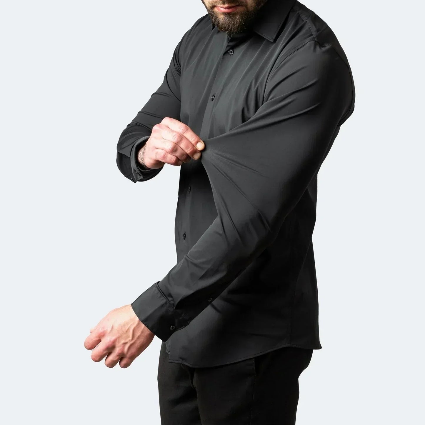 Camicia elegante elasticizzata da uomo a maniche corte