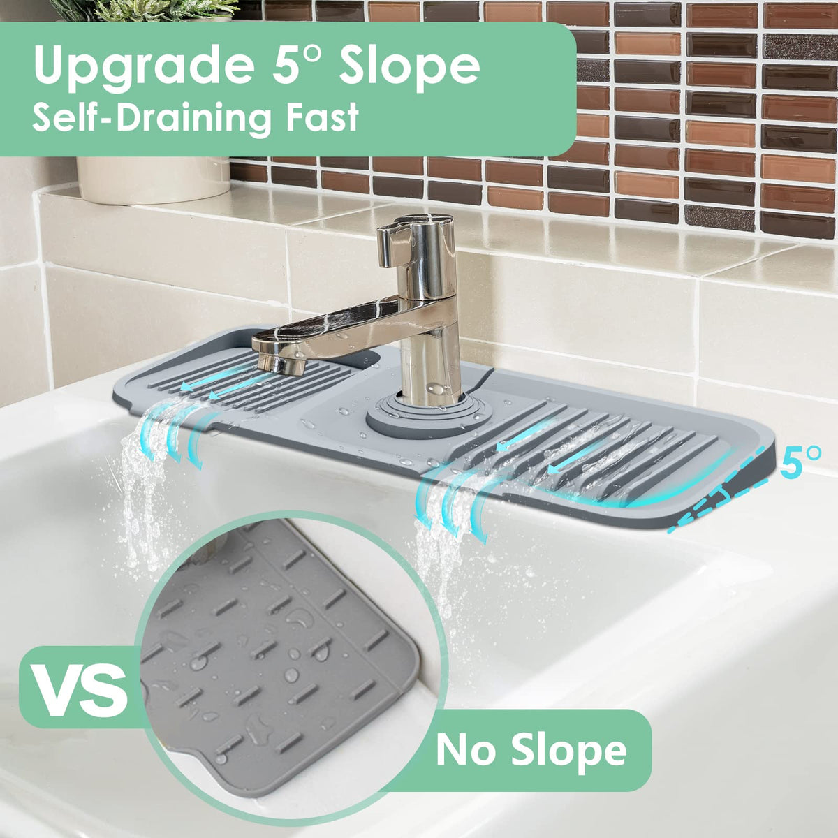 ✨Tappetino paraschizzi in silicone per rubinetto💧Ritagliabile e regolabile, drenaggio automatico, asciugatura rapida. Raccoglie le gocce d’acqua, protegge lavello cucina e bagno da macchie e calcare✅
