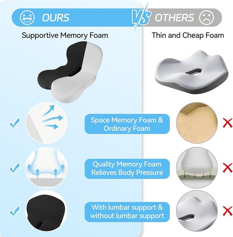 💎 50% DI SCONTO! 💎 Cuscino antiscivolo in schiuma memory – allevia i disturbi del nervo sciatico, rete traspirante e universalmente adatto per auto, ufficio e sedia a rotelle