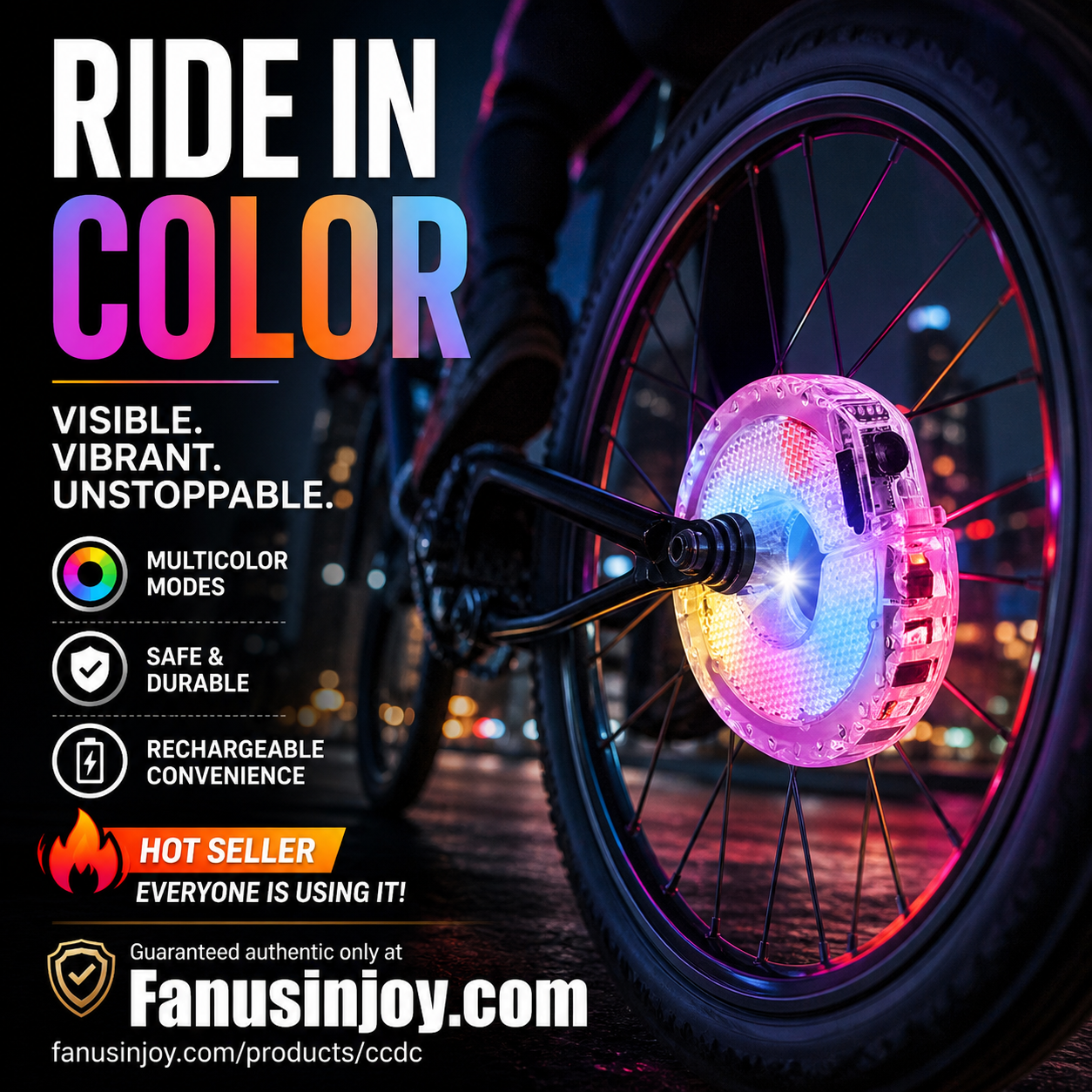 ⏳️Limited Time 50% Off！💡🚴‍♀️A Must‑Have For Cycling Enthusiasts!🌃Light Up the Night 🚴 Colorful Bike Wheel Hub Light