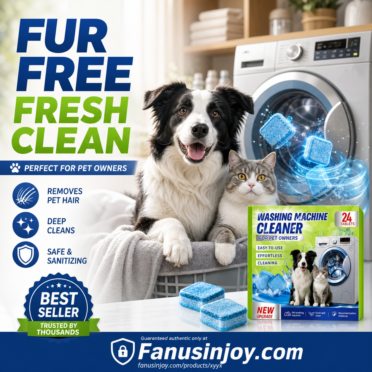 ✨️Amazing 50% Off！🐈🐕Ideal for pet owners! 🥼Enjoy hair-free laundry after every wash! Cleaner and Safer!💦Washing Machine Cleaner Tablets for Pet Owners