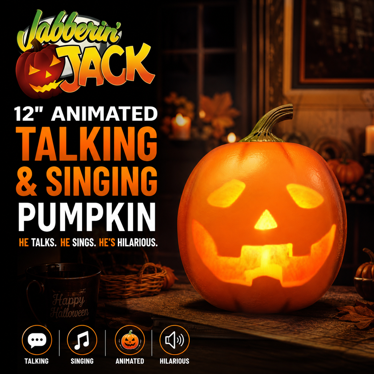 🎁 Prezzo Più Basso di Sempre 📢 COMPRA 2, SPEDIZIONE GRATUITA ⏰ Jabberin' Jack: Zucca Animata, Parlante e Cantante