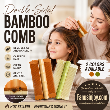 ✨️Compra 1 prendi 1 gratis🔥 🎋💇‍♀️Proteggi il tuo cuoio capelluto！Nutri i tuoi capelli！🎋Pettine a doppio lato in bambù con denti fini