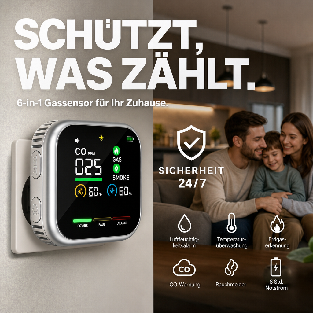 📢📢50% di Sconto!!🏠✨Allarme Multigas con Display LCD | Rilevatore di CO, Gas e Fumo, Monitoraggio Temperatura e Umidità