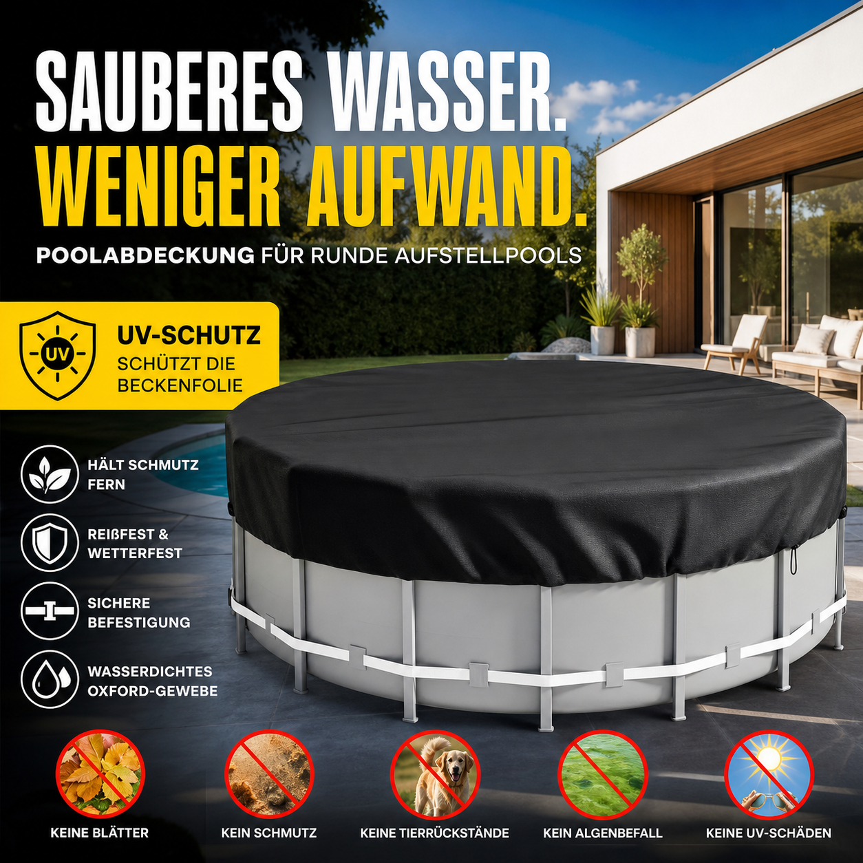 🏊 -50% DI SCONTO | Telo Copertura Piscina Impermeabile in Tessuto Oxford 210D – Protezione Robusta per Piscine Fuori Terra