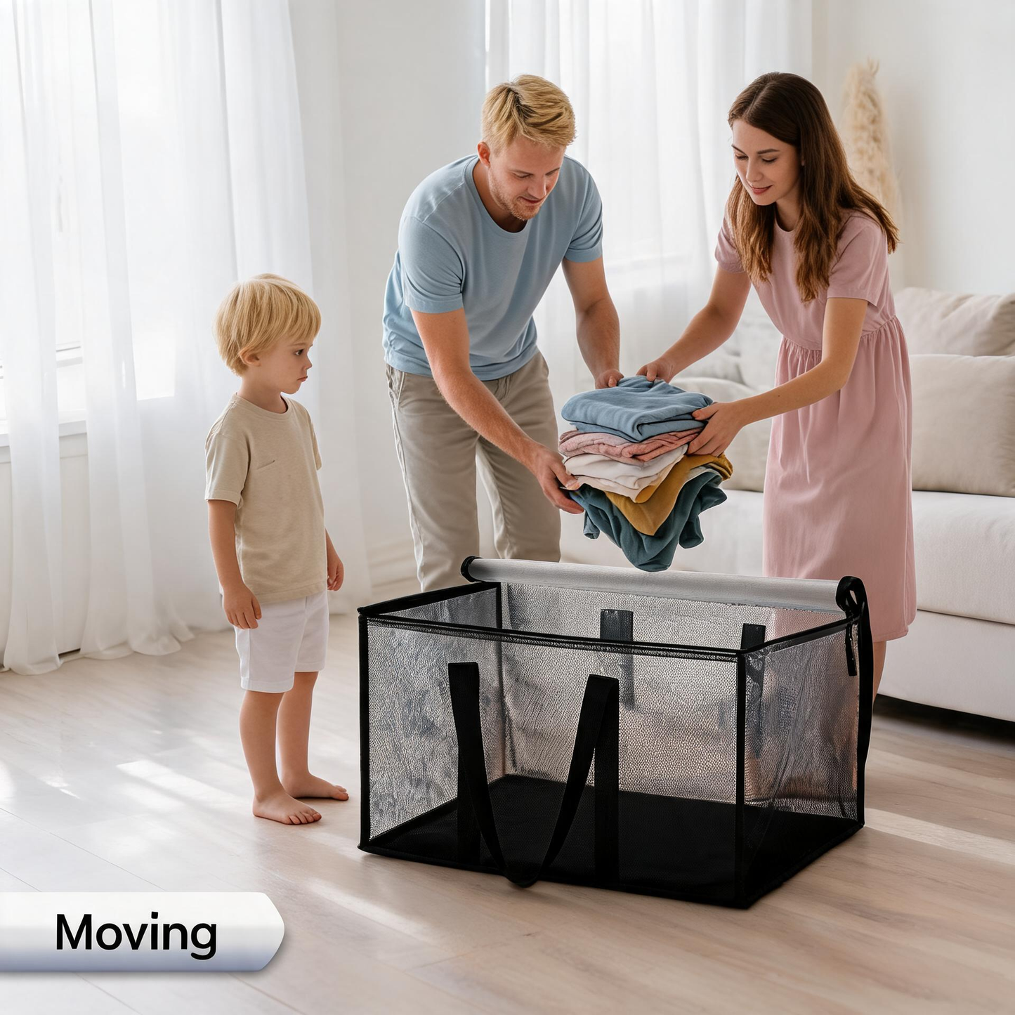 🎁 Clear fabric storage box | Foldable closet organizer – Perfect for clothes, toys, blankets, and more! 🧸👕📦
