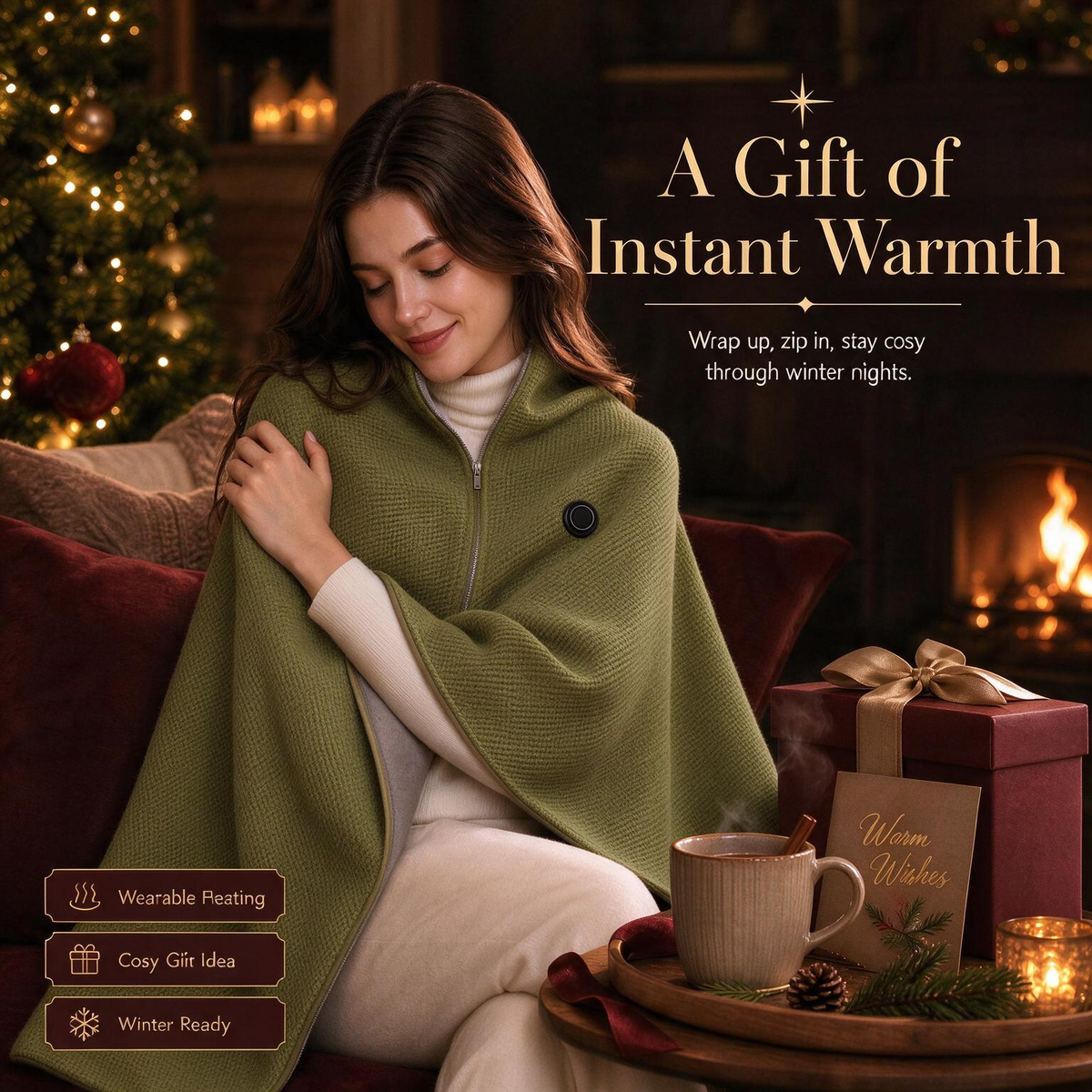 ❄️ I preferiti dell’inverno 🔥 Scialle coperta riscaldato USB – Mantella elettrica portatile per un caldo comfort invernale nel Regno Unito