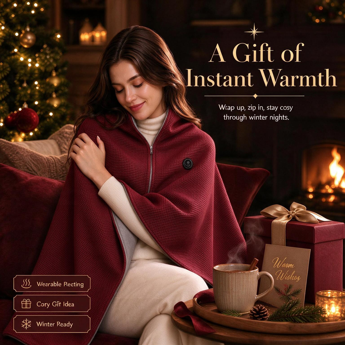 ❄️ I preferiti dell’inverno 🔥 Scialle coperta riscaldato USB – Mantella elettrica portatile per un caldo comfort invernale nel Regno Unito