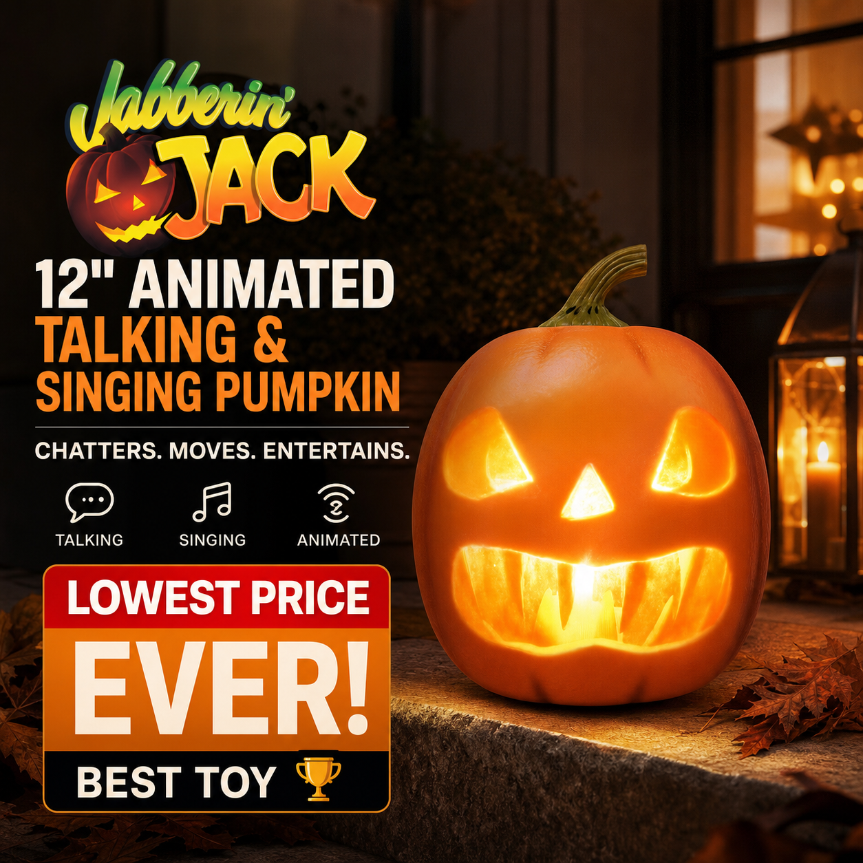 🎁 Prezzo Più Basso di Sempre 📢 COMPRA 2, SPEDIZIONE GRATUITA ⏰ Jabberin' Jack: Zucca Animata, Parlante e Cantante