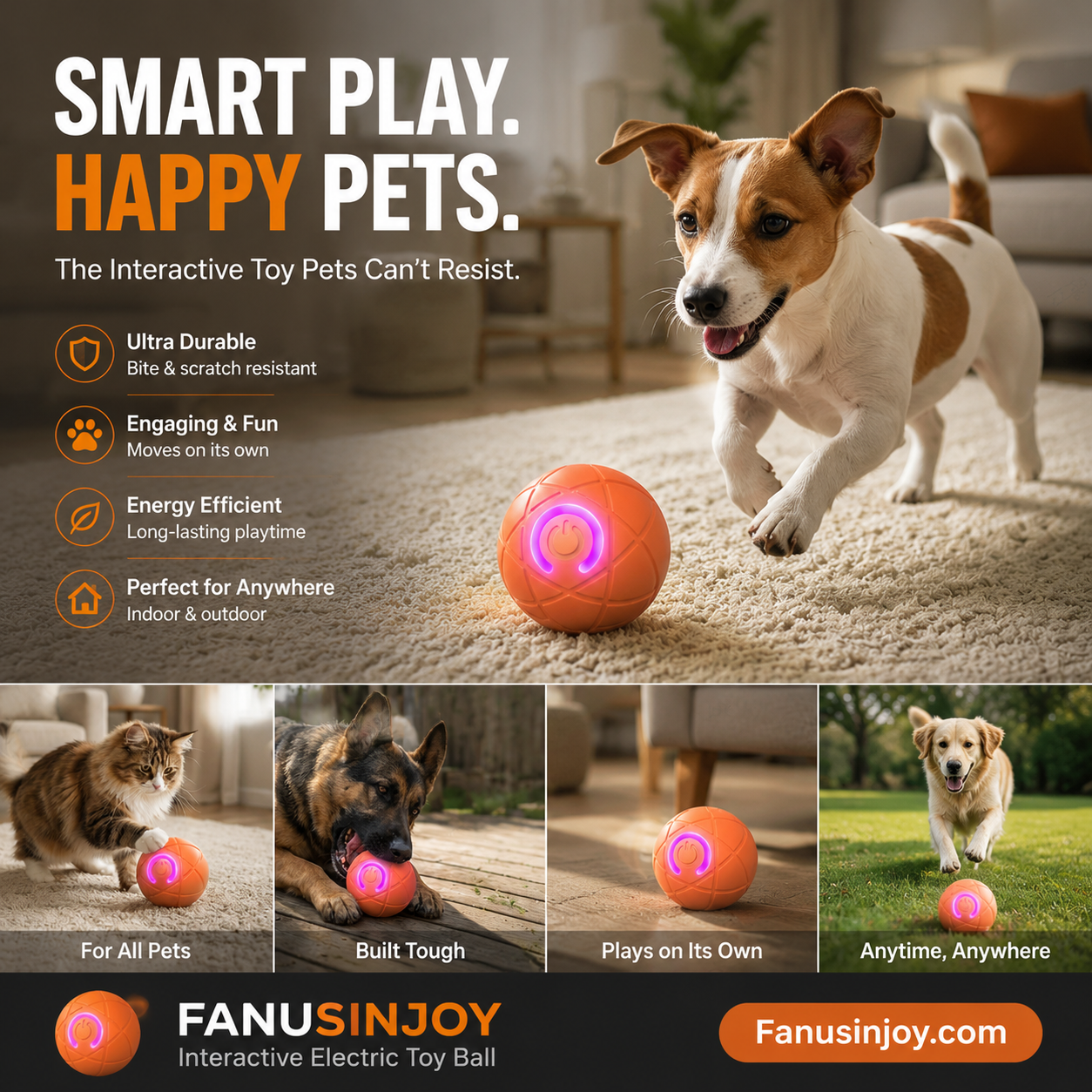 🥳VENDITA 2026🥳💞50.000+ VENDUTI!🐱🐶 SCONTO 50%! Pallina Intelligente Auto-Rimbalzante per Animali – Compagno di gioco autonomo, riduce ansia e noia. Resistente e sicura per cani piccoli e gatti. Ricarica USB! 🐾✨