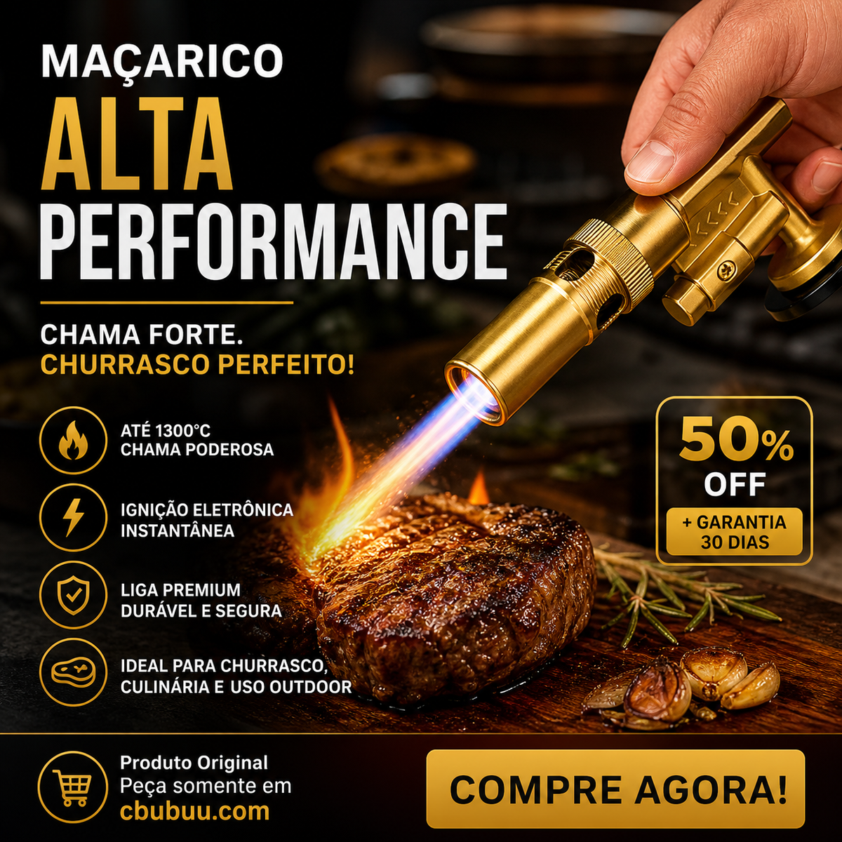 🔥⚡ Torcia a butano – 1300°C, invertibile, accensione elettronica – potente per ogni attività! ✨