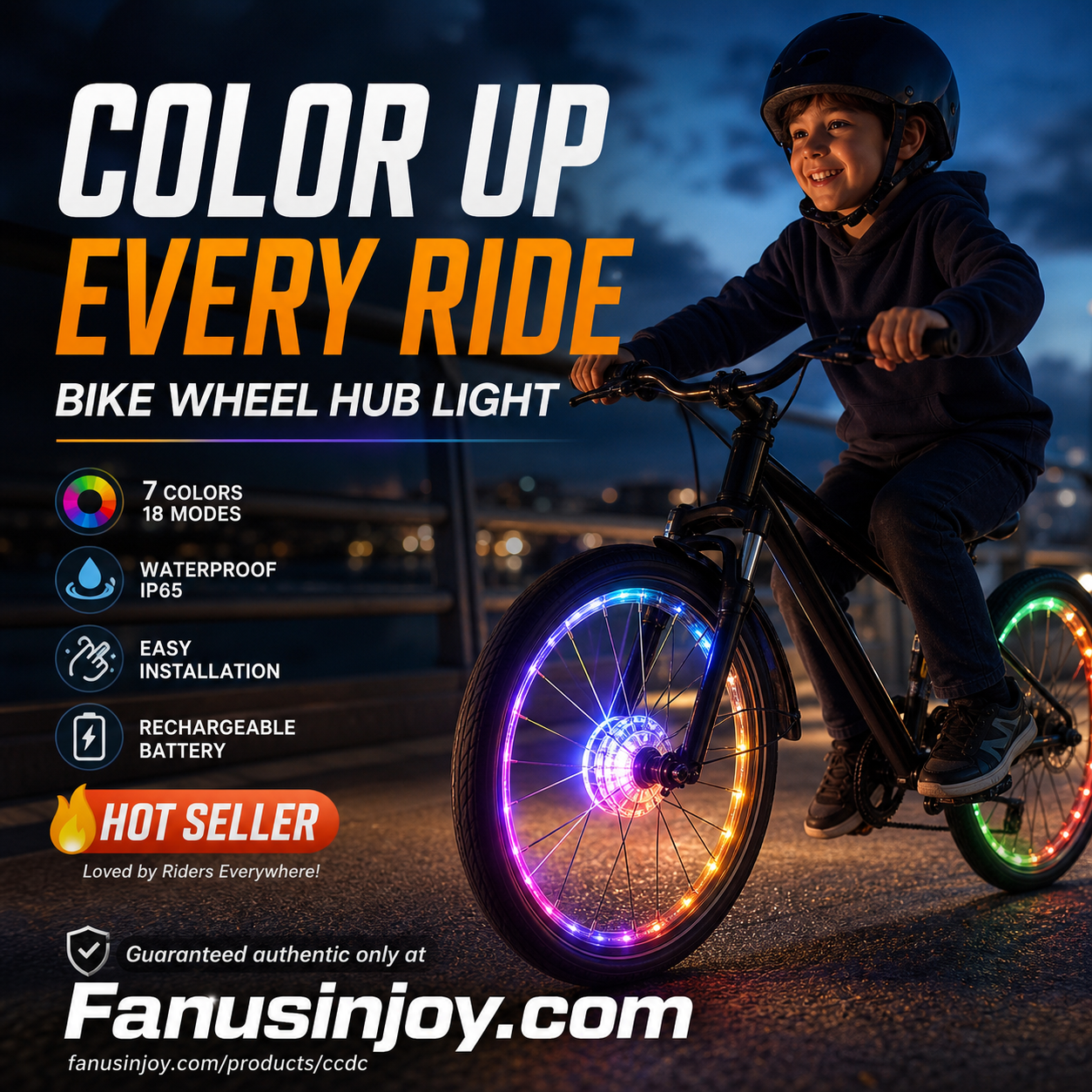 ⏳️Limited Time 50% Off！💡🚴‍♀️A Must‑Have For Cycling Enthusiasts!🌃Light Up the Night 🚴 Colorful Bike Wheel Hub Light